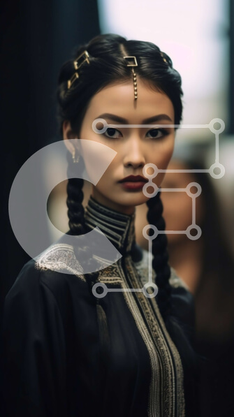 Intra Συλλεκτικό Ξύλινο Παζλ Plywood  4mm - Κομψή γυναίκα με μαύρο φόρεμα με μαργαριταρένιο κολιέ και πλεγμένα μαλλιά Σε Ξύλινο Κουτί - Διαστάσεις Puzzle: 10x10 cm – 25 κομμάτια