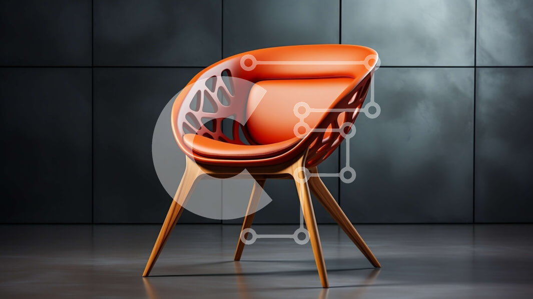 Intra Συλλεκτικό Ξύλινο Παζλ Plywood  4mm - Μοντέρνα Πορτοκαλί Καρέκλα με Μοναδικό Σχέδιο Σε Ξύλινο Κουτί - Διαστάσεις Puzzle: 10x10 cm – 25 κομμάτια