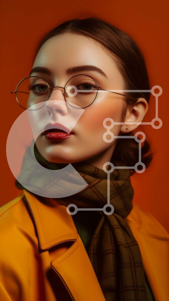 Intra Συλλεκτικό Ξύλινο Παζλ Plywood  4mm - Κομψή γυναίκα με κίτρινο σακάκι και κόκκινο κασκόλ Σε Ξύλινο Κουτί - Διαστάσεις Puzzle: 10x10 cm – 25 κομμάτια