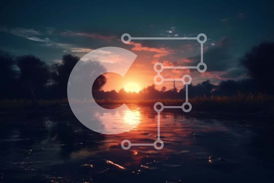 Intra Συλλεκτικό Ξύλινο Παζλ Plywood  4mm - Εκπληκτικό ηλιοβασίλεμα πάνω από ένα γαλήνιο ποτάμι Σε Ξύλινο Κουτί - Διαστάσεις: 10x10 cm – 25 κομμάτια