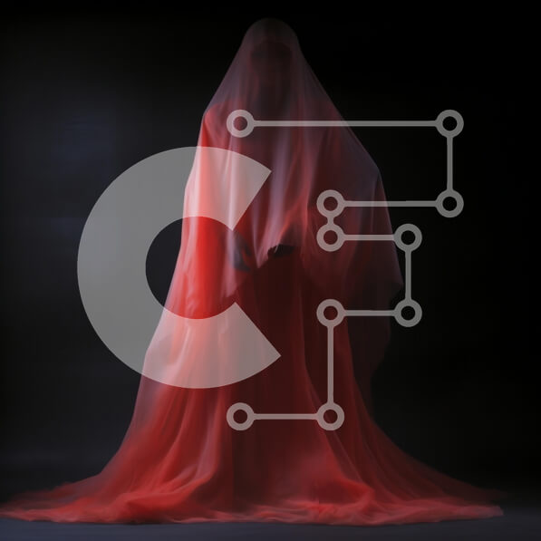 Intra Συλλεκτικό Ξύλινο Παζλ Plywood  4mm - Μυστηριώδης γυναίκα με πορτοκαλί μανδύα και πέπλο που στέκεται στο σκοτάδι Σε Ξύλινο Κουτί - Διαστάσεις Puzzle: 10x10 cm – 25 κομμάτια