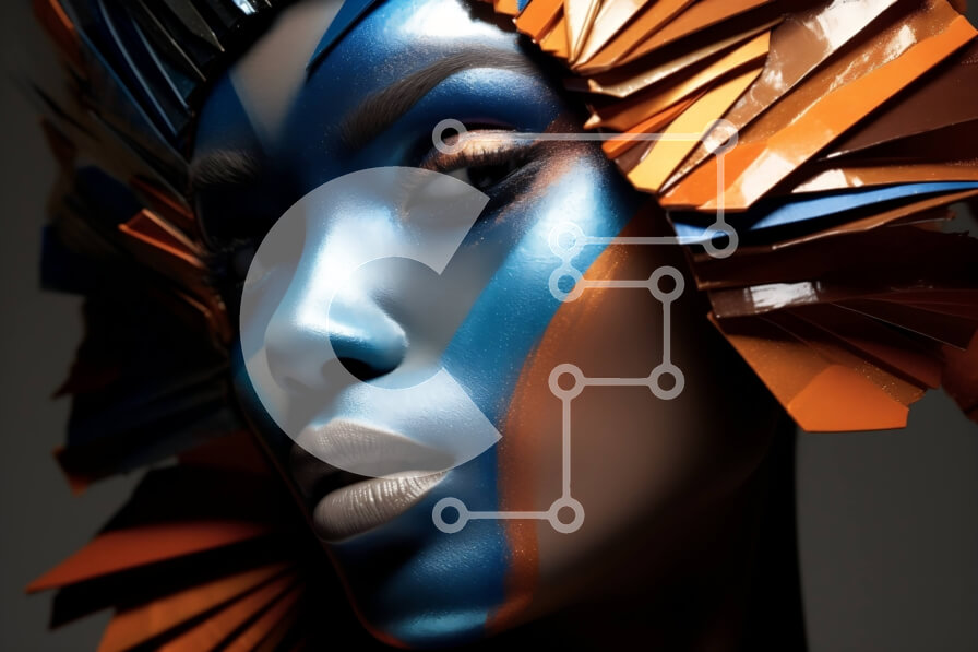 Intra Συλλεκτικό Ξύλινο Παζλ Plywood  4mm - Πολύχρωμο πορτρέτο γυναίκας με μπογιά προσώπου και φτερωτό κόμμωμα Σε Ξύλινο Κουτί - Διαστάσεις Puzzle: 10x10 cm – 25 κομμάτια