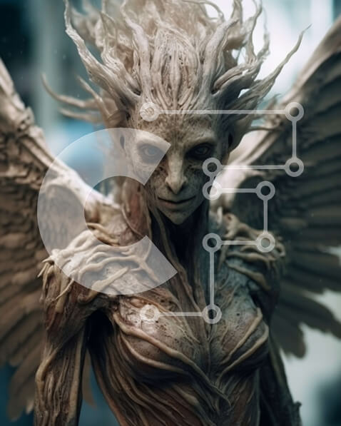 Intra Συλλεκτικό Ξύλινο Παζλ Plywood  4mm - Εκπληκτική εικόνα μιας γυναίκας με φτερωτά φτερά Σε Ξύλινο Κουτί - Διαστάσεις Puzzle: 10x10 cm – 25 κομμάτια