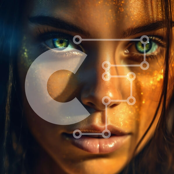 Σετ των 2 Intra Συλλεκτικό Ξύλινο Παζλ Plywood  4mm - Πανέμορφη γυναίκα με χρυσό βαμμένο πρόσωπο και εντυπωσιακά πράσινα μάτια Σε Ξύλινο Κουτί - Διαστάσεις: 10x10 cm – 25 κομμάτια