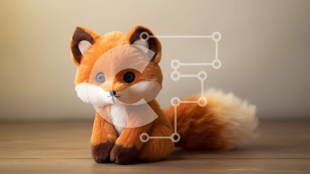 Intra Συλλεκτικό Ξύλινο Παζλ Plywood  4mm - Πορτοκαλί γεμιστή αλεπού σε ξύλινο τραπέζι Σε Ξύλινο Κουτί - Διαστάσεις: 10x10 cm – 25 κομμάτια