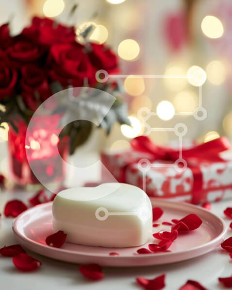 Intra Συλλεκτικό Ξύλινο Παζλ Plywood  4mm - Ρομαντικό τραπέζι με ροδοπέταλα και κόκκινα τριαντάφυλλα Σε Ξύλινο Κουτί - Διαστάσεις Puzzle: 10x10 cm – 25 κομμάτια