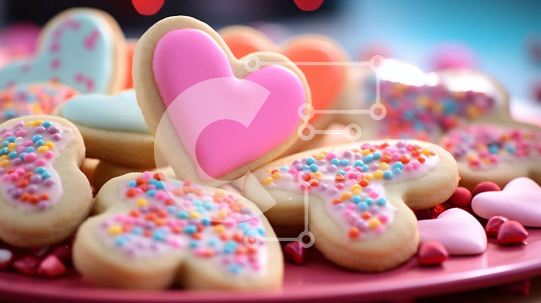 Σετ των 2 Intra Συλλεκτικό Ξύλινο Παζλ Plywood  4mm - Μπισκότα σε σχήμα καρδιάς σε ροζ πιάτο Σε Ξύλινο Κουτί - Διαστάσεις: 10x10 cm – 25 κομμάτια