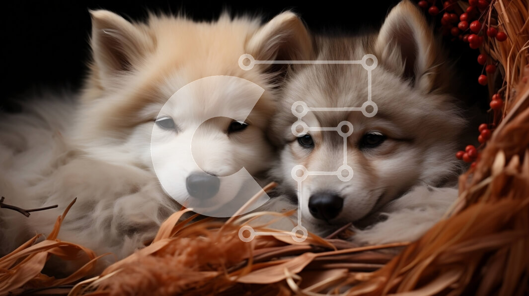 Intra Συλλεκτικό Ξύλινο Παζλ Plywood  4mm - Αξιολάτρευτα κουτάβια γεροδεμένα Σιβηρίας σε φθινοπωρινά φύλλα Σε Ξύλινο Κουτί - Διαστάσεις: 10x10 cm – 25 κομμάτια