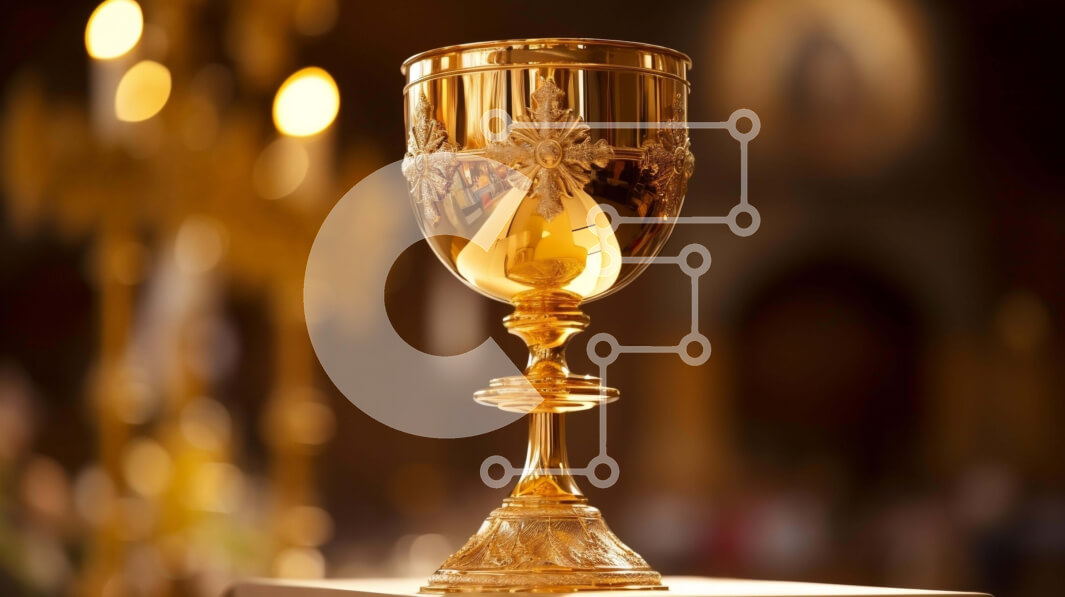 Intra Συλλεκτικό Ξύλινο Παζλ Plywood  4mm - Χρυσό κύπελλο στο βωμό ή στο τραπέζι με τα κεριά Σε Ξύλινο Κουτί - Διαστάσεις Puzzle: 10x10 cm – 25 κομμάτια