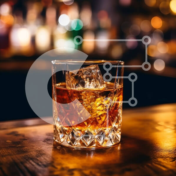 Σετ των 2 Intra Συλλεκτικό Ξύλινο Παζλ Plywood  4mm - Όμορφη εικόνα ενός ποτηριού ουίσκι σε ξύλινη μπάρα με παγάκια Σε Ξύλινο Κουτί - Διαστάσεις: 10x10 cm – 25 κομμάτια