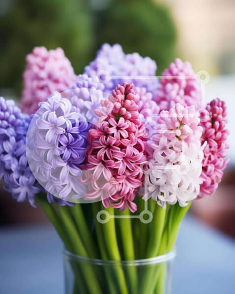 Intra Συλλεκτικό Ξύλινο Παζλ Plywood  4mm - Ζωντανά λουλούδια υάκινθου σε διαφανές γυάλινο βάζο Σε Ξύλινο Κουτί - Διαστάσεις: 10x10 cm – 25 κομμάτια