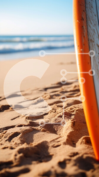 Σετ των 2 Intra Συλλεκτικό Ξύλινο Παζλ Plywood  4mm - Σανίδα του σερφ στην παραλία με καθαρό μπλε ουρανό Σε Ξύλινο Κουτί - Διαστάσεις: 10x10 cm – 25 κομμάτια