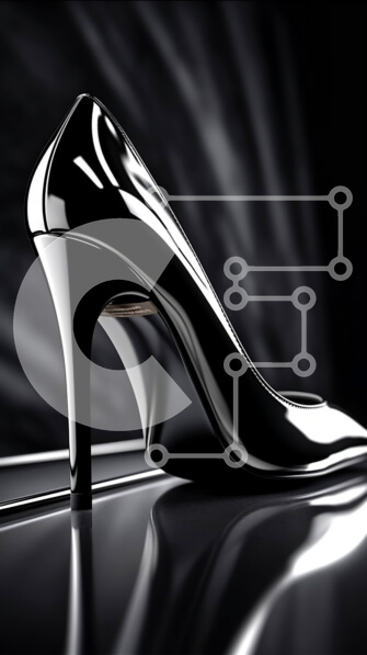 Intra Συλλεκτικό Ξύλινο Παζλ Plywood  4mm - Κομψά ασπρόμαυρα ψηλοτάκουνα παπούτσια σε γυαλιστερή επιφάνεια Σε Ξύλινο Κουτί - Διαστάσεις Puzzle: 10x10 cm – 25 κομμάτια