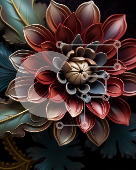 Intra Συλλεκτικό Ξύλινο Παζλ Plywood  4mm - Έργο τέχνης από χάρτινο λουλούδι - Κόκκινη και χρυσή πικραλίδα Σε Ξύλινο Κουτί - Διαστάσεις Puzzle: 10x10 cm – 25 κομμάτια