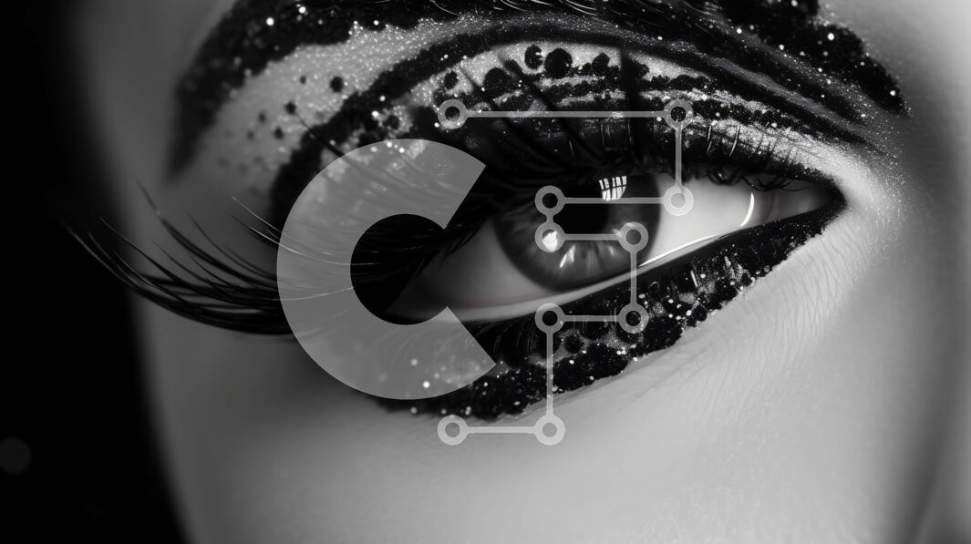 Intra Συλλεκτικό Ξύλινο Παζλ Plywood  4mm - Εκπληκτικό μακιγιάζ ματιών με μαύρο και ασημί glittery eyeliner και ψεύτικες βλεφαρίδες | Φωτογραφία Αρχείου Σε Ξύλινο Κουτί - Διαστάσεις Puzzle: 10x10 cm – 25 κομμάτια