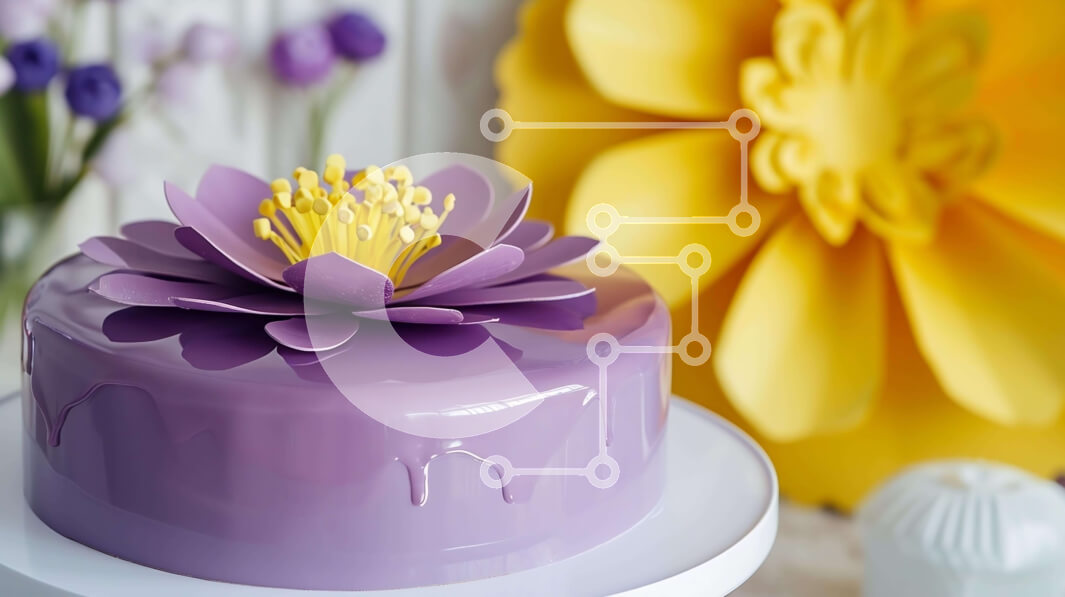 Σετ των 2 Intra Συλλεκτικό Ξύλινο Παζλ Plywood  4mm - Κομψή μωβ τούρτα με φλοράλ διακόσμηση Σε Ξύλινο Κουτί - Διαστάσεις: 10x10 cm – 25 κομμάτια