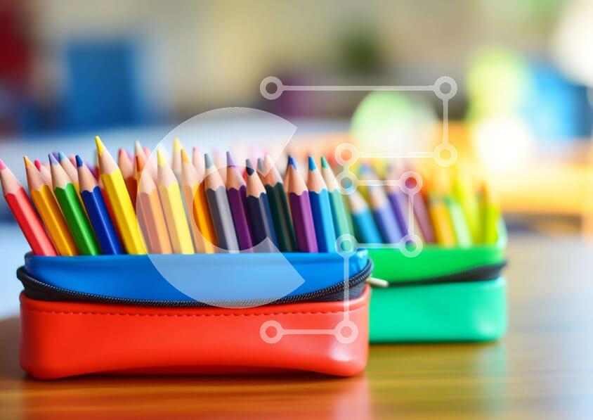 Intra Συλλεκτικό Ξύλινο Παζλ Plywood  4mm - Πολύχρωμες μολυβοθήκες με χρωματιστά μολύβια Σε Ξύλινο Κουτί - Διαστάσεις: 10x10 cm – 25 κομμάτια