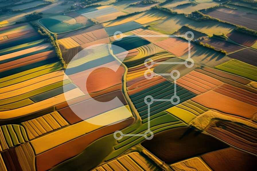 Intra Συλλεκτικό Ξύλινο Παζλ Plywood  4mm - Εκπληκτική αεροφωτογραφία ενός αγροτικού τοπίου με πολύχρωμα χωράφια Σε Ξύλινο Κουτί - Διαστάσεις Puzzle: 10x10 cm – 25 κομμάτια