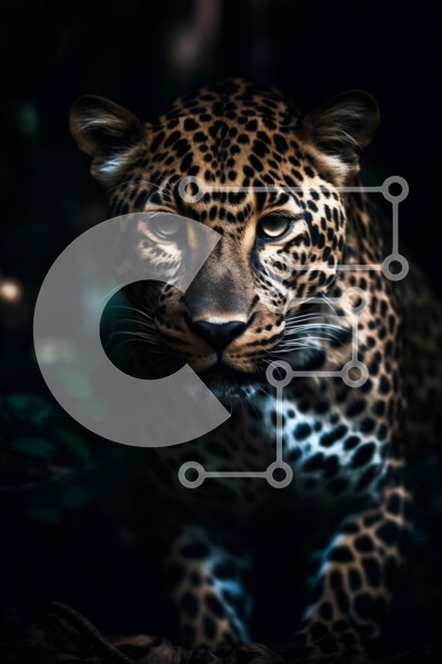 Σετ των 2 Intra Συλλεκτικό Ξύλινο Παζλ Plywood  4mm - Υπέροχη εικόνα μιας λεοπάρδαλης στο σκοτεινό δάσος Σε Ξύλινο Κουτί - Διαστάσεις: 10x10 cm – 25 κομμάτια