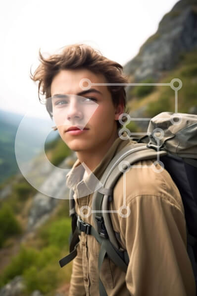 Σετ των 2 Intra Συλλεκτικό Ξύλινο Παζλ Plywood  4mm - Εκπληκτική φωτογραφία ενός νεαρού άνδρα σε έναν βραχώδη βράχο με θέα σε μια κοιλάδα Σε Ξύλινο Κουτί - Διαστάσεις: 10x10 cm – 25 κομμάτια