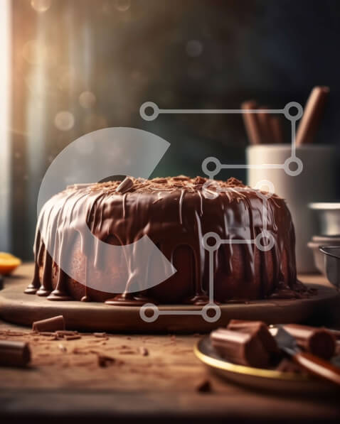 Σετ των 2 Intra Συλλεκτικό Ξύλινο Παζλ Plywood  4mm - Νόστιμο κέικ σοκολάτας με θέα στον ορίζοντα της πόλης στο βάθος Σε Ξύλινο Κουτί - Διαστάσεις: 10x10 cm – 25 κομμάτια