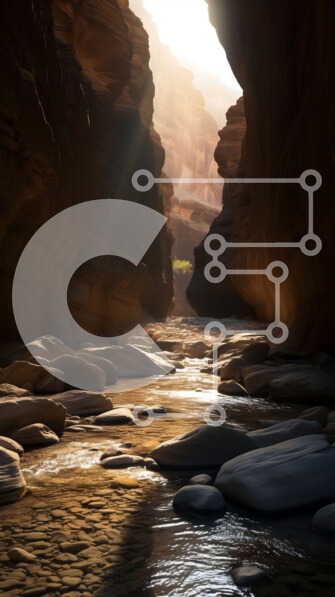 Σετ των 2 Intra Συλλεκτικό Ξύλινο Παζλ Plywood  4mm - Συναρπαστική θέα σε ένα Red Rock Canyon με Crystal Clear River Rapids Σε Ξύλινο Κουτί - Διαστάσεις: 10x10 cm – 25 κομμάτια