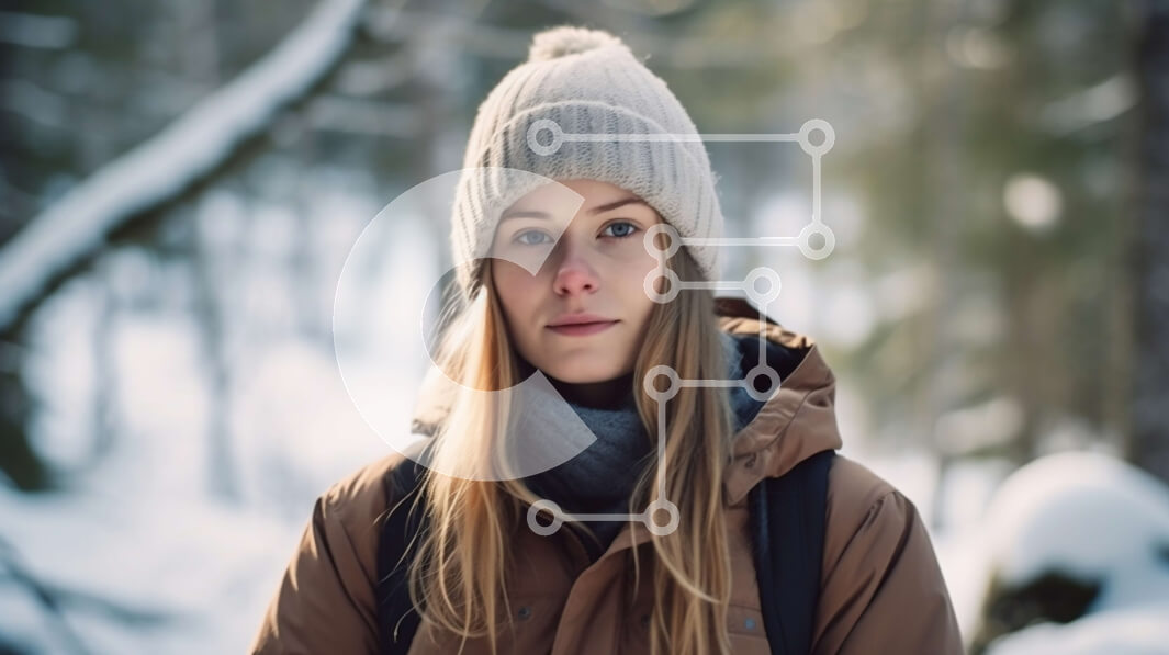 Intra Συλλεκτικό Ξύλινο Παζλ Plywood  4mm - Όμορφο χειμερινό πορτρέτο μιας νεαρής γυναίκας στο χιονισμένο δάσος Σε Ξύλινο Κουτί - Διαστάσεις: 10x10 cm – 25 κομμάτια