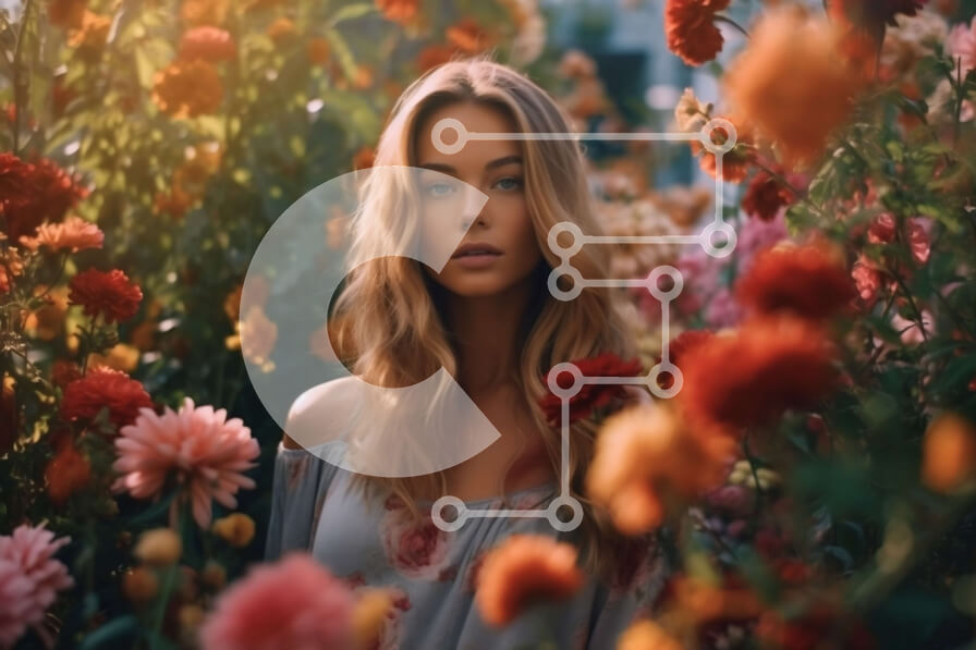 Intra Συλλεκτικό Ξύλινο Παζλ Plywood  4mm - Όμορφη εικόνα μιας νεαρής γυναίκας σε ένα πολύχρωμο χωράφι λουλουδιών Σε Ξύλινο Κουτί - Διαστάσεις: 10x10 cm – 25 κομμάτια