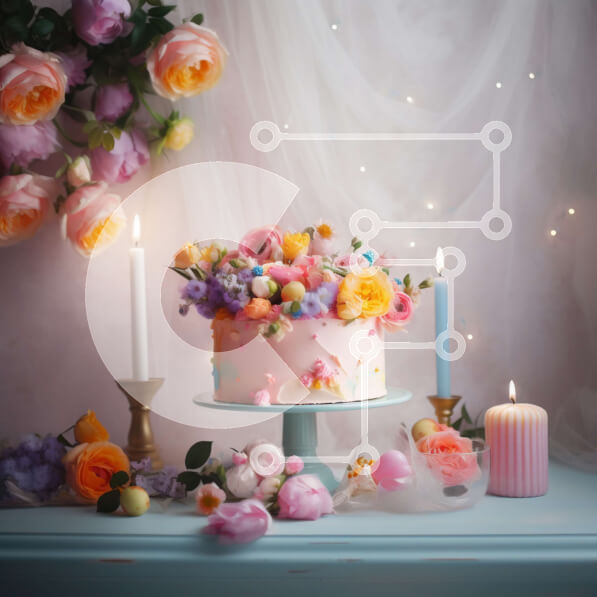 Σετ των 2 Intra Συλλεκτικό Ξύλινο Παζλ Plywood  4mm - Όμορφη εικόνα μιας ροζ τούρτας γενεθλίων με πολύχρωμα λουλούδια Σε Ξύλινο Κουτί - Διαστάσεις: 10x10 cm – 25 κομμάτια