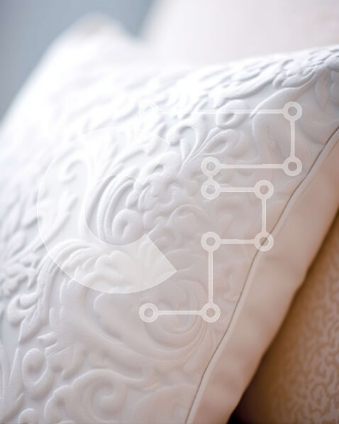 Intra Συλλεκτικό Ξύλινο Παζλ Plywood  4mm - Περίπλοκο φλοράλ κέντημα σε λευκό μαξιλάρι Σε Ξύλινο Κουτί - Διαστάσεις Puzzle: 10x10 cm – 25 κομμάτια