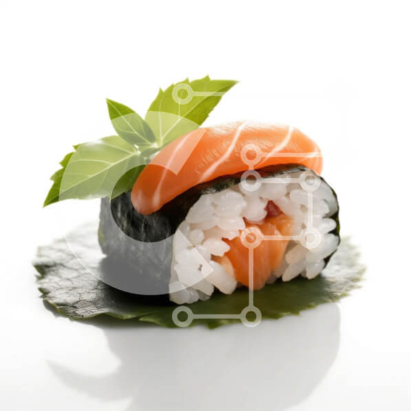 Σετ των 2 Intra Συλλεκτικό Ξύλινο Παζλ Plywood  4mm - Νόστιμο σούσι ρολό σολομού και αβοκάντο με φρέσκο ​​φύλλο μέντας Σε Ξύλινο Κουτί - Διαστάσεις: 10x10 cm – 25 κομμάτια