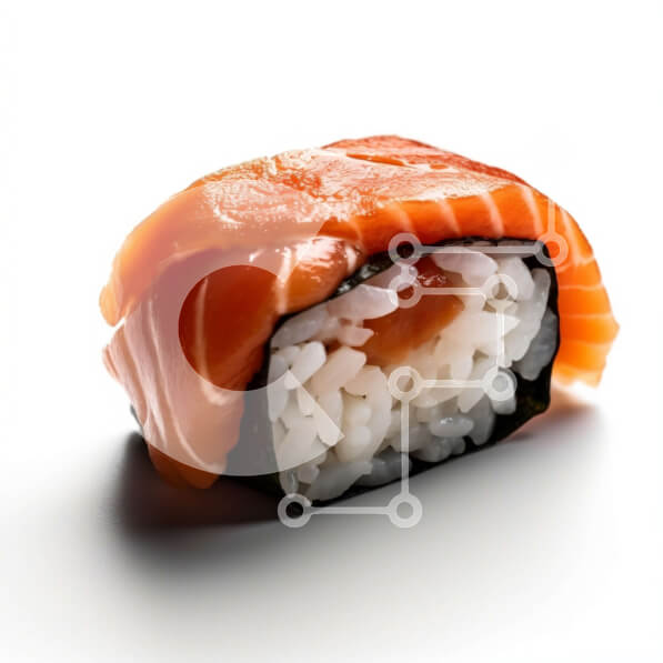 Σετ των 2 Intra Συλλεκτικό Ξύλινο Παζλ Plywood  4mm - Νόστιμο ρολό σούσι σολομού σε λευκό φόντο Σε Ξύλινο Κουτί - Διαστάσεις: 10x10 cm – 25 κομμάτια