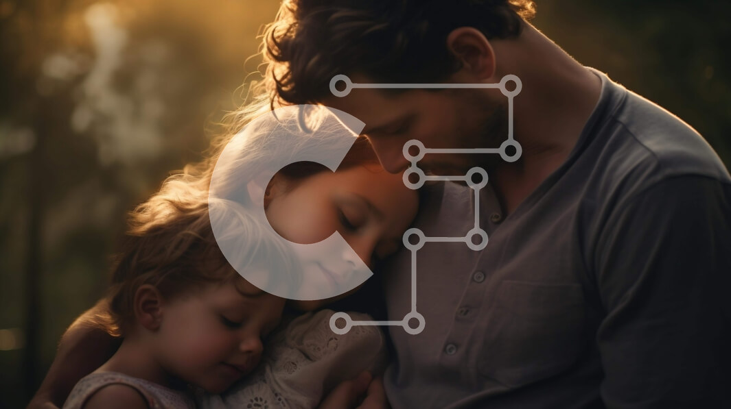 Intra Συλλεκτικό Ξύλινο Παζλ Plywood  4mm - Άνδρας που αγκαλιάζει δύο μικρά παιδιά σε μια συγκινητική στιγμή Σε Ξύλινο Κουτί - Διαστάσεις Puzzle: 10x10 cm – 25 κομμάτια