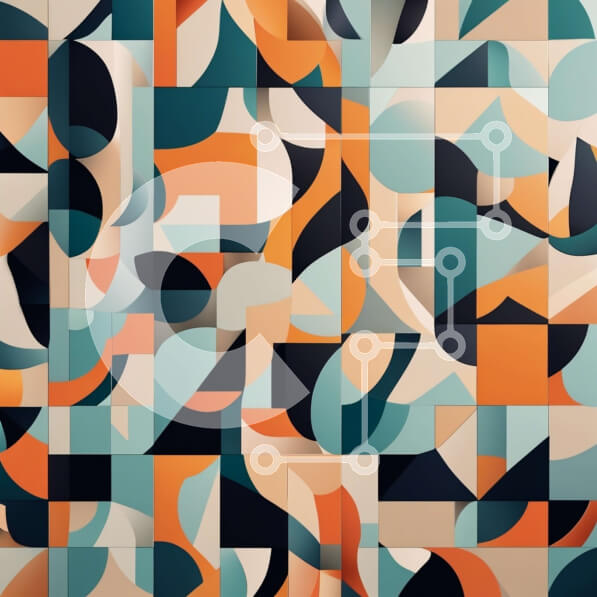 Intra Συλλεκτικό Ξύλινο Παζλ Plywood  4mm - Αφηρημένο γεωμετρικό σχέδιο σε αποχρώσεις του μπλε, πορτοκαλί και λευκού Σε Ξύλινο Κουτί - Διαστάσεις Puzzle: 10x10 cm – 25 κομμάτια