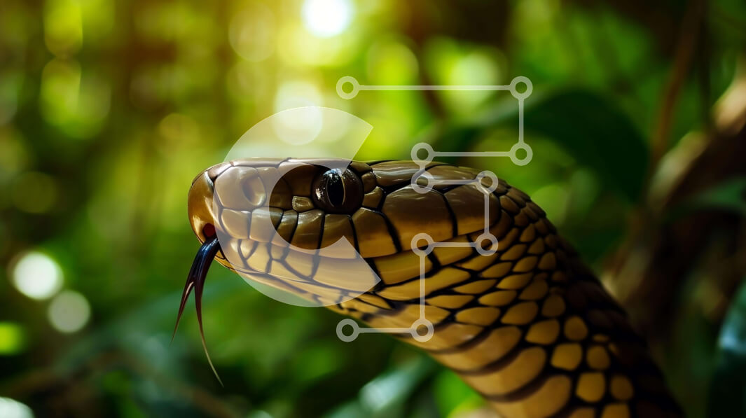 Intra Συλλεκτικό Ξύλινο Παζλ Plywood  4mm - Φίδι στο δάσος με πράσινα φύλλα Σε Ξύλινο Κουτί - Διαστάσεις: 10x10 cm – 25 κομμάτια