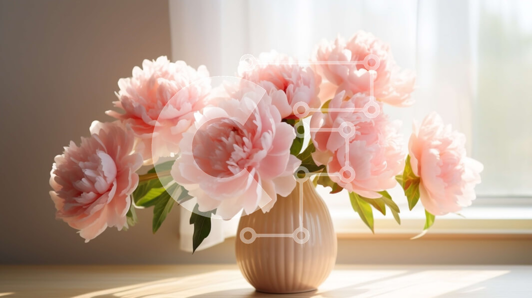 Intra Συλλεκτικό Ξύλινο Παζλ Plywood  4mm - Βάζο με ροζ λουλούδια μπροστά από ένα ανοιχτό παράθυρο Σε Ξύλινο Κουτί - Διαστάσεις: 10x10 cm – 25 κομμάτια