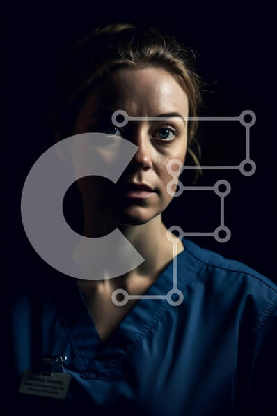 Intra Συλλεκτικό Ξύλινο Παζλ Plywood  4mm - Γυναίκα Επαγγελματίας Ιατρός σε μπλε στολή Scrubs Σε Ξύλινο Κουτί - Διαστάσεις Puzzle: 10x10 cm – 25 κομμάτια