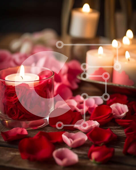 Intra Συλλεκτικό Ξύλινο Παζλ Plywood  4mm - Ρομαντικό τραπέζι υπό το φως των κεριών με ροδοπέταλα Σε Ξύλινο Κουτί - Διαστάσεις Puzzle: 10x10 cm – 25 κομμάτια