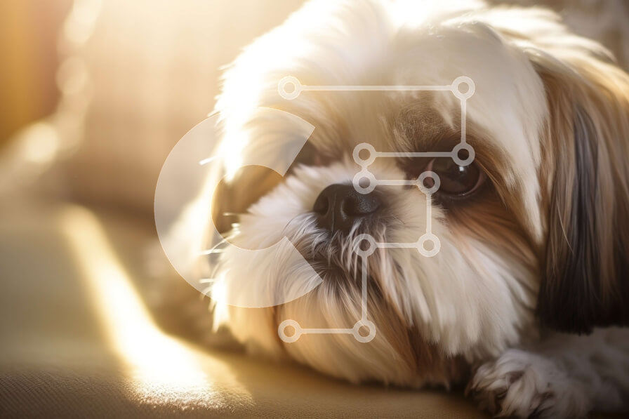 Σετ των 2 Intra Συλλεκτικό Ξύλινο Παζλ Plywood  4mm - Σκύλος Shih Tzu σε έναν ηλιόλουστο καναπέ Σε Ξύλινο Κουτί - Διαστάσεις: 10x10 cm – 25 κομμάτια