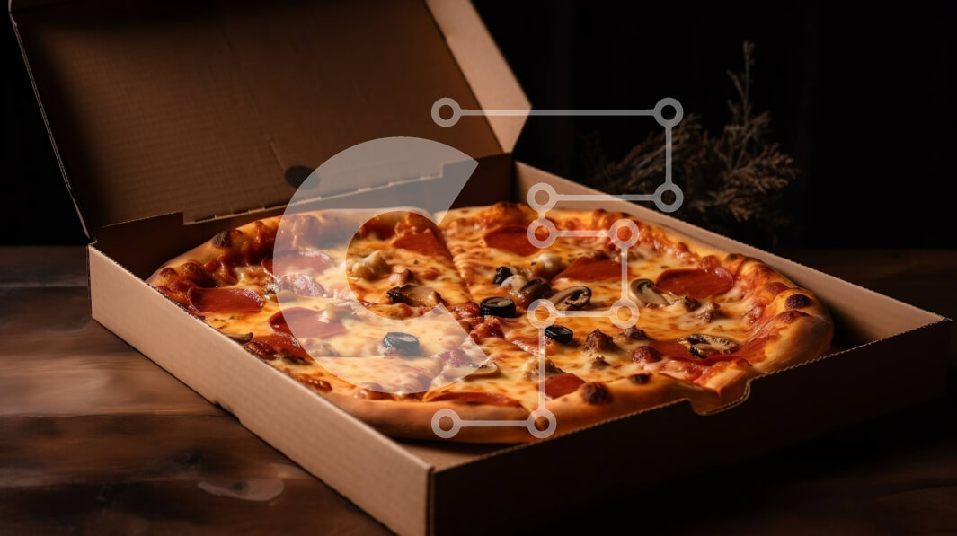 Σετ των 2 Intra Συλλεκτικό Ξύλινο Παζλ Plywood  4mm - Νόστιμη πίτσα πεπερόνι, μανιτάρια και ελιές σε ένα ξύλινο τραπέζι Σε Ξύλινο Κουτί - Διαστάσεις: 10x10 cm – 25 κομμάτια