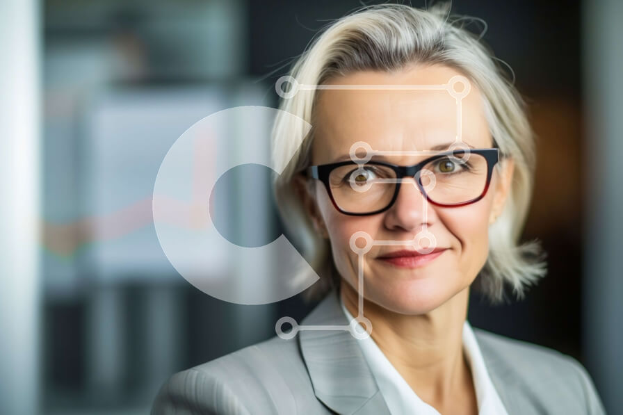 Intra Συλλεκτικό Ξύλινο Παζλ Plywood  4mm - Σοβαρή επιχειρηματίας με επαγγελματικό κοστούμι και γυαλιά Σε Ξύλινο Κουτί - Διαστάσεις Puzzle: 10x10 cm – 25 κομμάτια