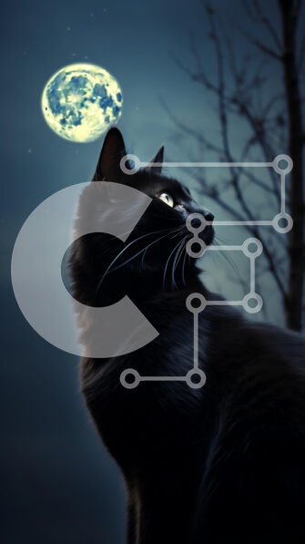 Σετ των 2 Intra Συλλεκτικό Ξύλινο Παζλ Plywood  4mm - Μυστηριώδης μαύρη γάτα και πανσέληνος στον νυχτερινό ουρανό Σε Ξύλινο Κουτί - Διαστάσεις: 10x10 cm – 25 κομμάτια