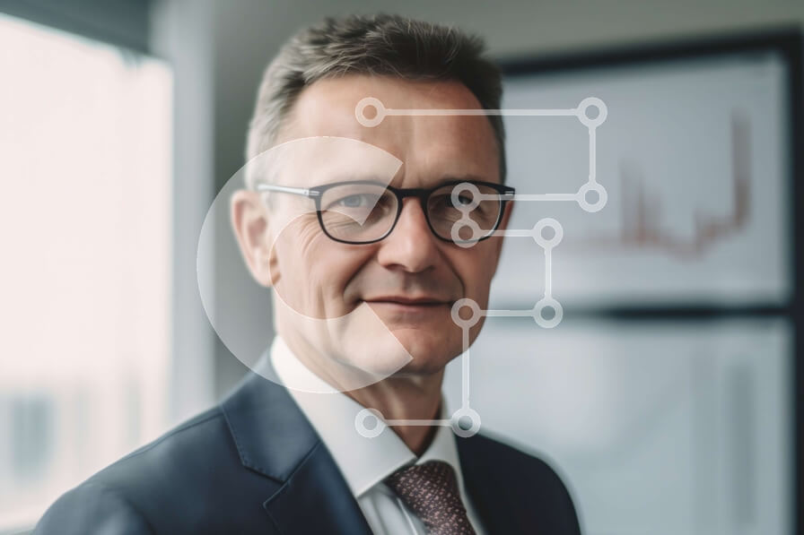 Intra Συλλεκτικό Ξύλινο Παζλ Plywood  4mm - Σοβαρός επιχειρηματίας που αναλύει γραφήματα μπροστά από το παράθυρο Σε Ξύλινο Κουτί - Διαστάσεις Puzzle: 10x10 cm – 25 κομμάτια