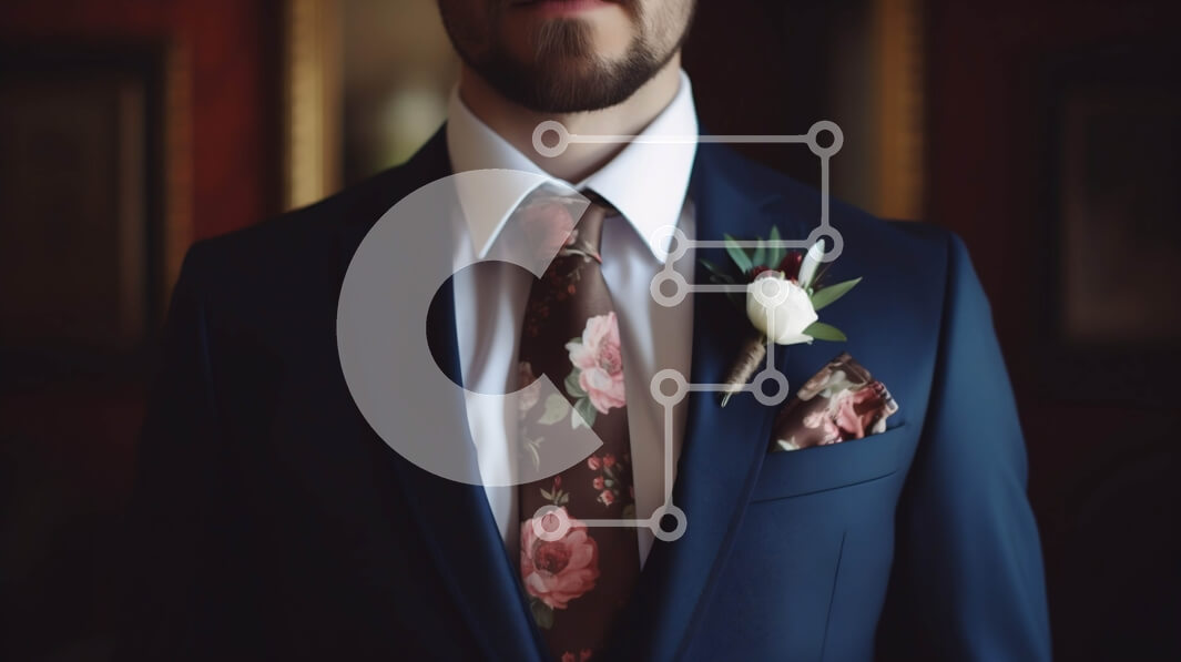 Intra Συλλεκτικό Ξύλινο Παζλ Plywood  4mm - Κομψός άντρας με μπλε κοστούμι και φλοράλ γραβάτα Σε Ξύλινο Κουτί - Διαστάσεις Puzzle: 10x10 cm – 25 κομμάτια