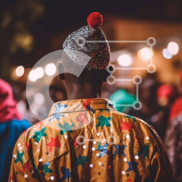 Intra Συλλεκτικό Ξύλινο Παζλ Plywood  4mm - Ζωντανή νυχτερινή ζωή: Άνθρωποι με πολύχρωμα ρούχα στην πολυσύχναστη οδό της πόλης Σε Ξύλινο Κουτί - Διαστάσεις Puzzle: 10x10 cm – 25 κομμάτια