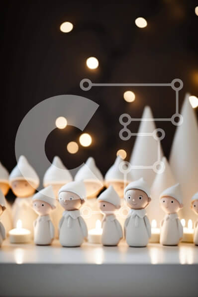 Intra Συλλεκτικό Ξύλινο Παζλ Plywood  4mm - Γιορτινή διακόσμηση με λευκά ειδώλια και κεριά Σε Ξύλινο Κουτί - Διαστάσεις: 10x10 cm – 25 κομμάτια