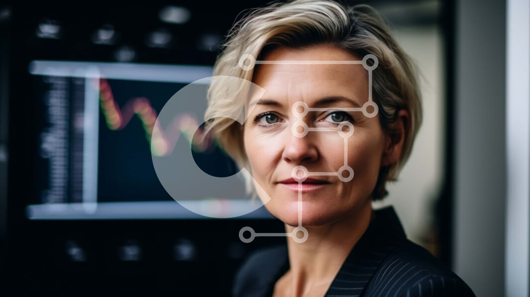 Intra Συλλεκτικό Ξύλινο Παζλ Plywood  4mm - Μεσήλικας επιχειρηματίας που αναλύει το γράφημα σε επίπεδη οθόνη Σε Ξύλινο Κουτί - Διαστάσεις Puzzle: 10x10 cm – 25 κομμάτια