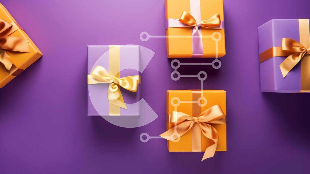 Intra Συλλεκτικό Ξύλινο Παζλ Plywood  4mm - Μωβ φόντο με κουτιά δώρων Σε Ξύλινο Κουτί - Διαστάσεις Puzzle: 10x10 cm – 25 κομμάτια