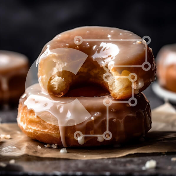 Σετ των 2 Intra Συλλεκτικό Ξύλινο Παζλ Plywood  4mm - Λαχταριστοί γλασέ ντόνατς με γλάσο και πασπαλίζουμε από πάνω Σε Ξύλινο Κουτί - Διαστάσεις: 10x10 cm – 25 κομμάτια