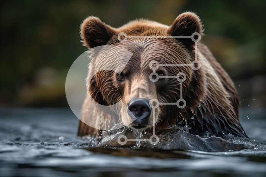 Σετ των 2 Intra Συλλεκτικό Ξύλινο Παζλ Plywood  4mm - Καφέ αρκούδα που κολυμπά στο νερό - Φωτογραφία Αρχείου Σε Ξύλινο Κουτί - Διαστάσεις: 10x10 cm – 25 κομμάτια